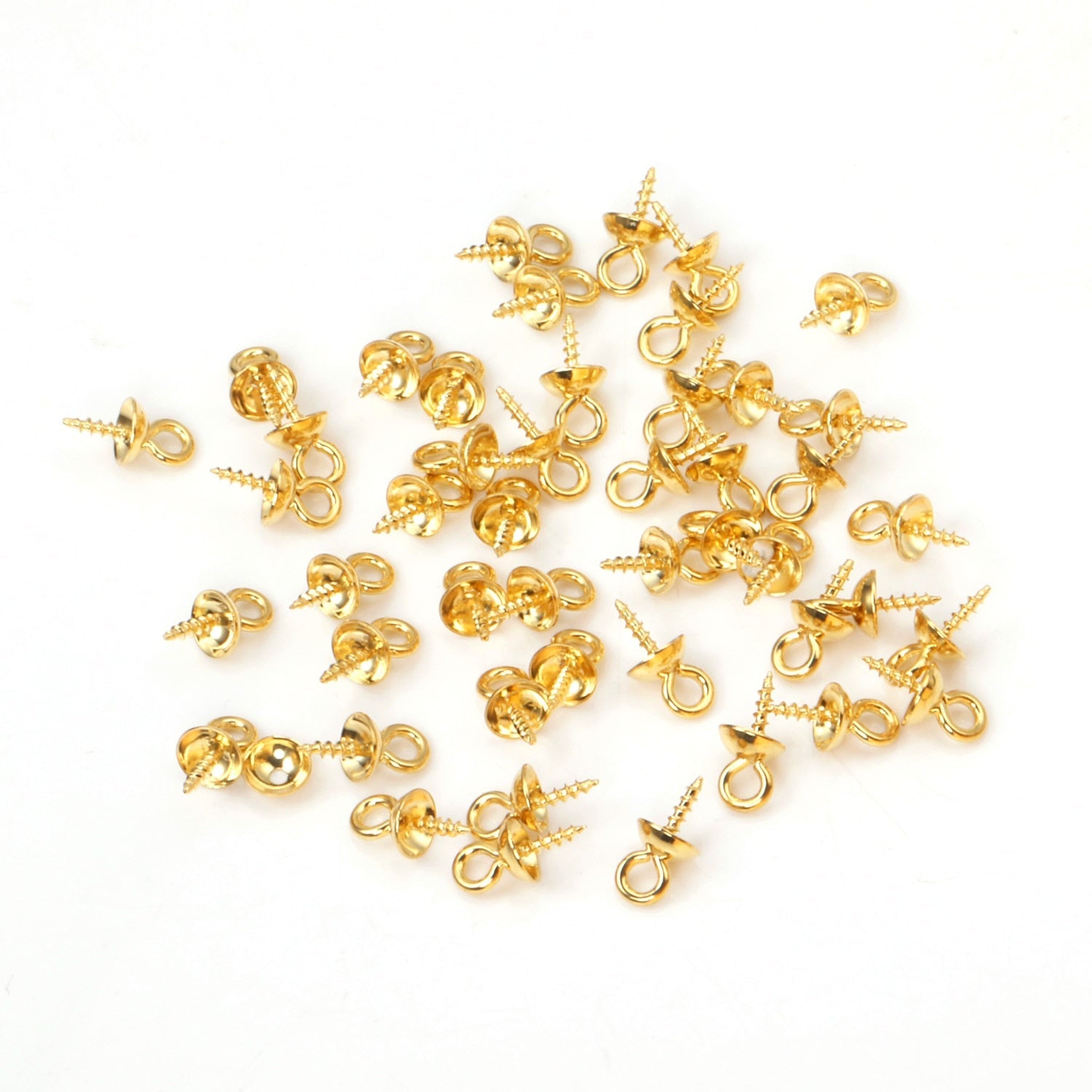 ASON 100pcs/lot Gold/Silver Color Stainless Steel Screw Eye Pin Pearl Pendant Charms Connector for DIY Jewelry Making asonjewelry