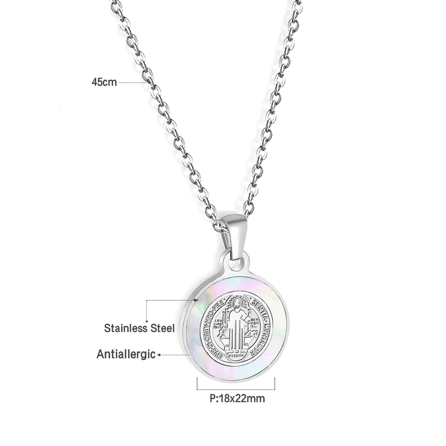 ASON Round Shell Jesus Fashion Pendant Necklaces Gold Color Stainless Steel Choker Jewelry for Women Anniversary Gift asonjewelry