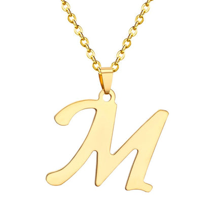 ASON Initial 26 Letters A-Z Gold Color Stainless Steel Modern Chain Choker Pendant Necklaces For Women Fashion Jewelry asonjewelry