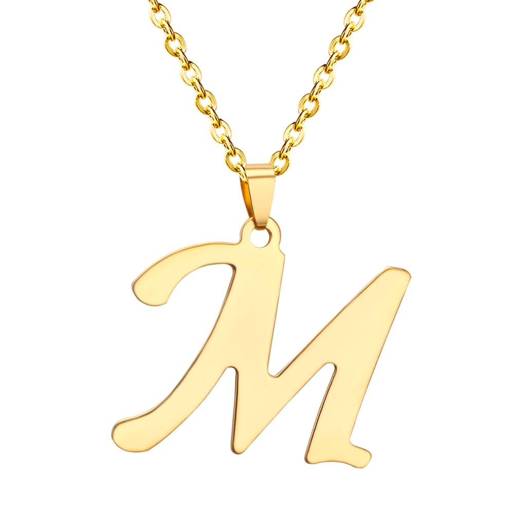 ASON Initial 26 Letters A-Z Gold Color Stainless Steel Modern Chain Choker Pendant Necklaces For Women Fashion Jewelry asonjewelry