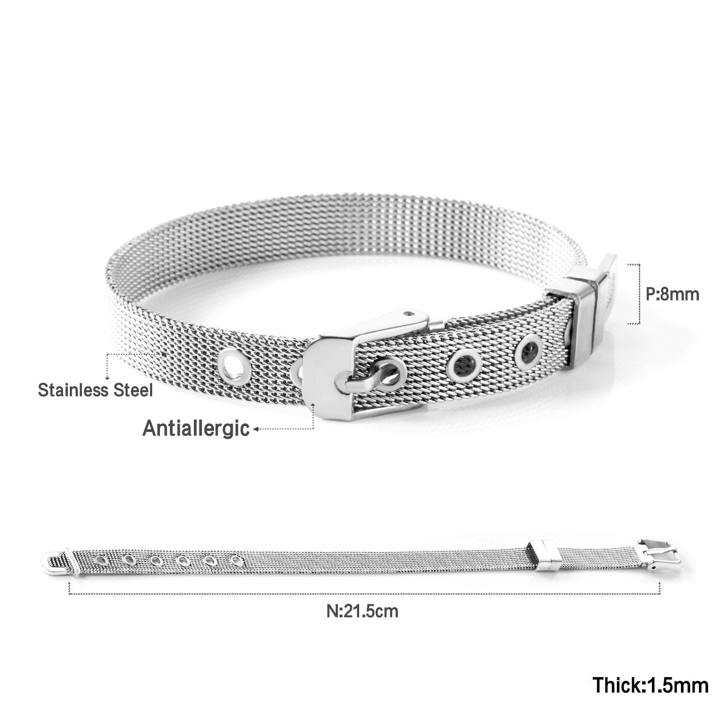 ASON Watch Belt Bracelet Mesh Bangle Stainless Steel Gold Color for Women Man Fashion Jewelry Party Gift Boho Simple Style asonjewelry