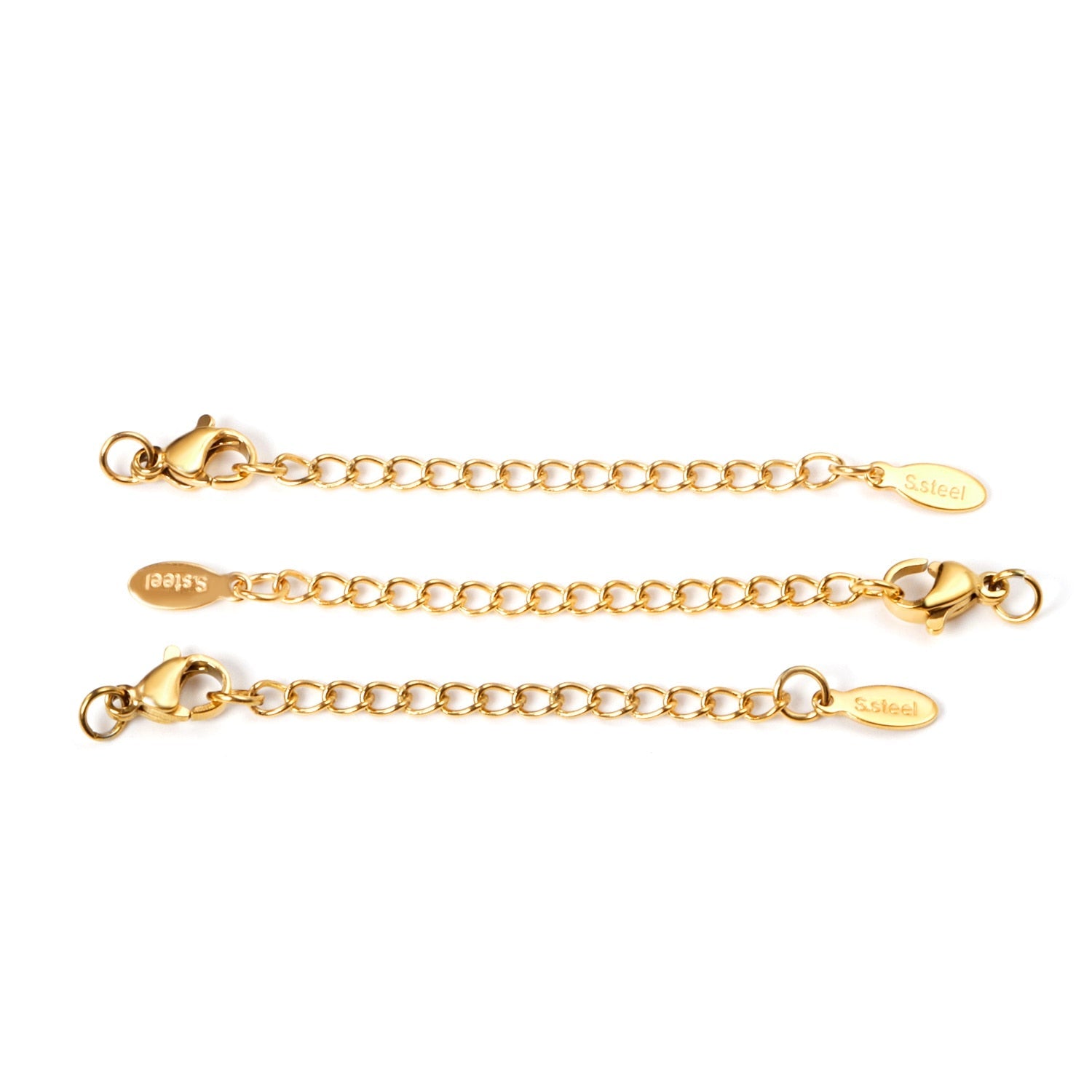 ASON 10pcs/lot Extended Extension Gold Tail Chain Stainless Steel Lobster Clasps Connector DIY Jewelry Making Bracelet Necklaces asonjewelry