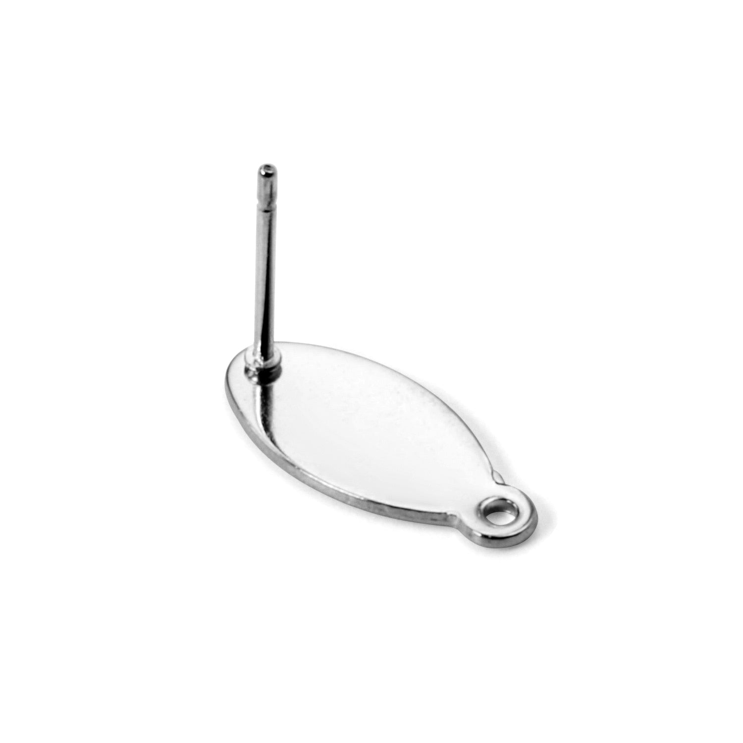 ASON 100 Pcs/Lots Oval Earring Accessories Stainless Steel Anti-allergy Base Setting Connector For DIY Jewelry Making Supplies asonjewelry