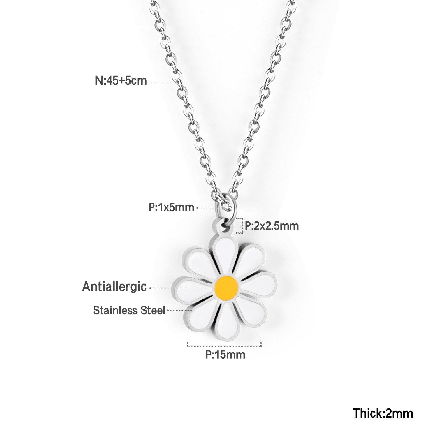 ASON Cute Flower Round Pendant Necklace Gold Color Stainless Steel Charm Choker Necklaces for Women Jewelry Accessories asonjewelry