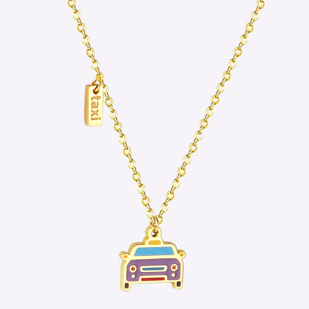 316L Stainless Steel Gold Bread Bus Vegetable Pendant Necklaces For Women With Free Chain Crystal Necklace collares asonjewelry