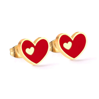5 Colors Fashion Jewelry Stainless Steel Heart Stud Earring Set For Women's Shell Korean Earrings Set Brinco asonjewelry