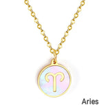 Shell Pendant Twelve Constellation Stainless Steel Necklace Man Jewelry For Women Choker Chain Necklace Collar 2021