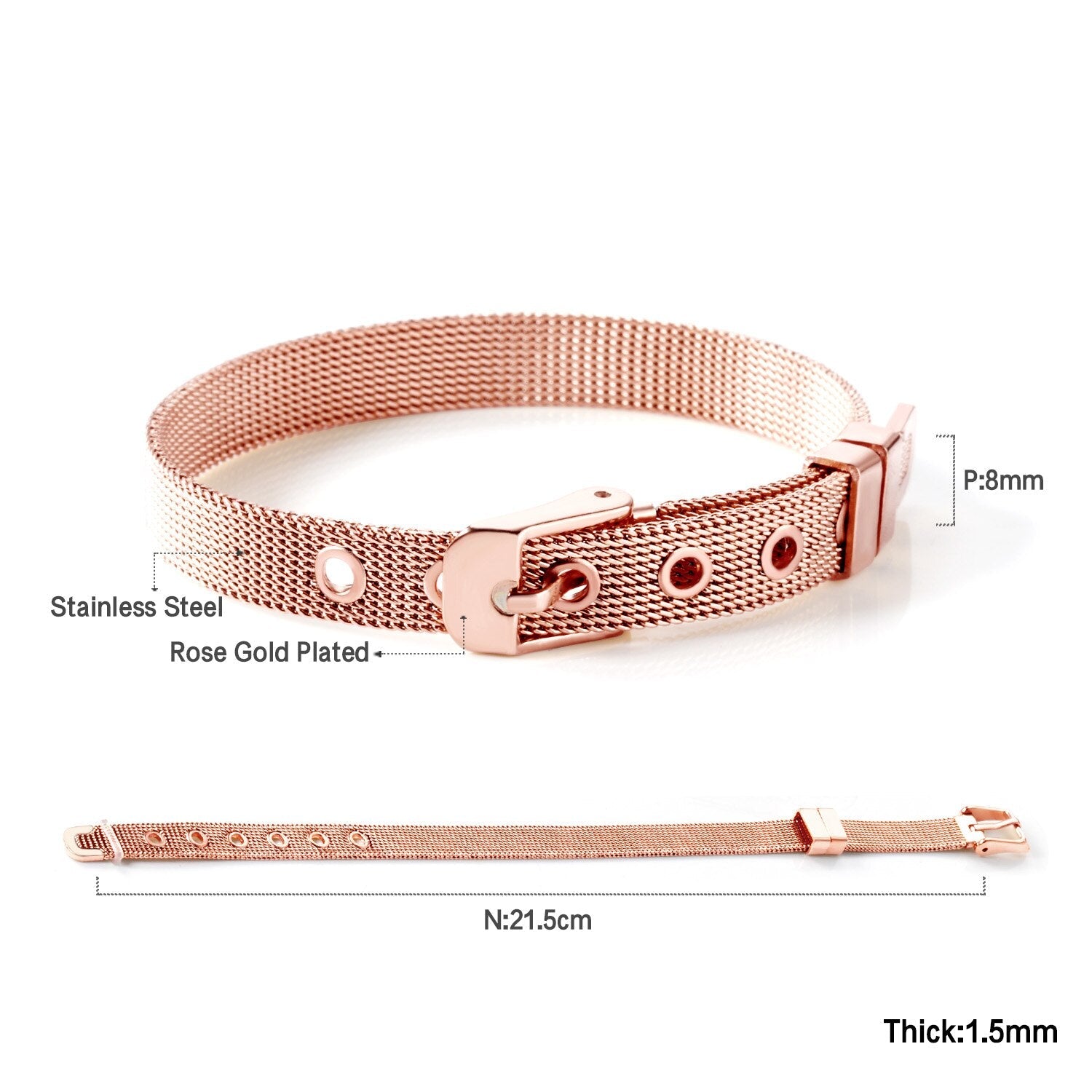 ASON Watch Belt Bracelet Mesh Bangle Stainless Steel Gold Color for Women Man Fashion Jewelry Party Gift Boho Simple Style asonjewelry