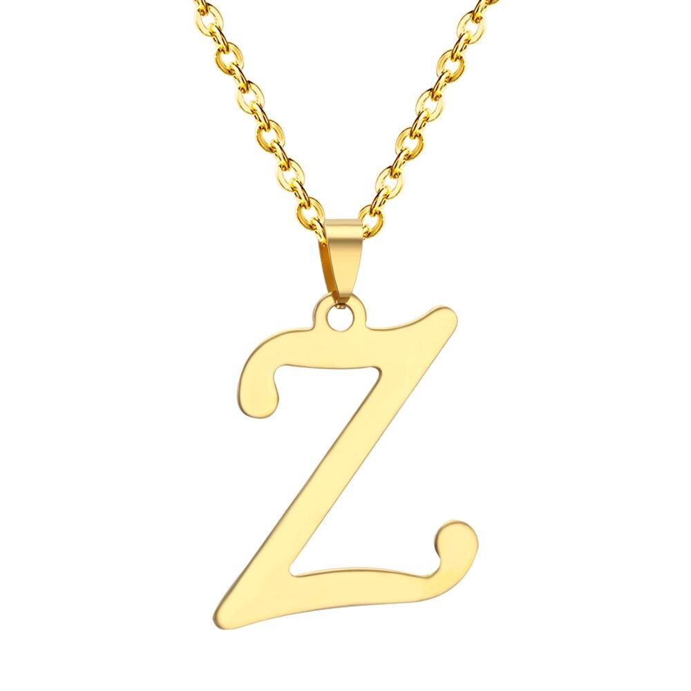 ASON Initial 26 Letters A-Z Gold Color Stainless Steel Modern Chain Choker Pendant Necklaces For Women Fashion Jewelry asonjewelry