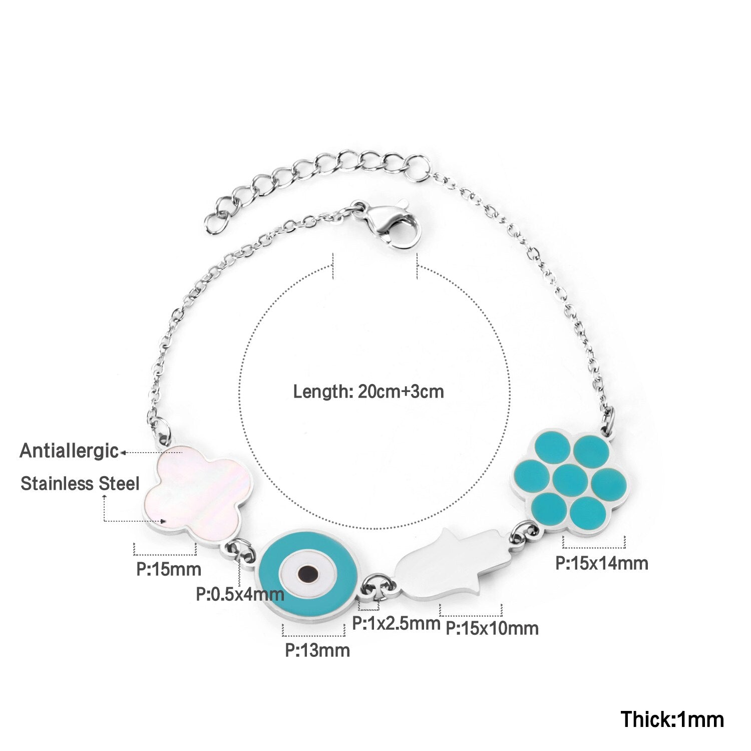 ASON Blue Eye 316L Stainless Steel Bracelet Women Bangle with Geometric Charm Fashion Jewelry Punk Party Gift Accessories asonjewelry