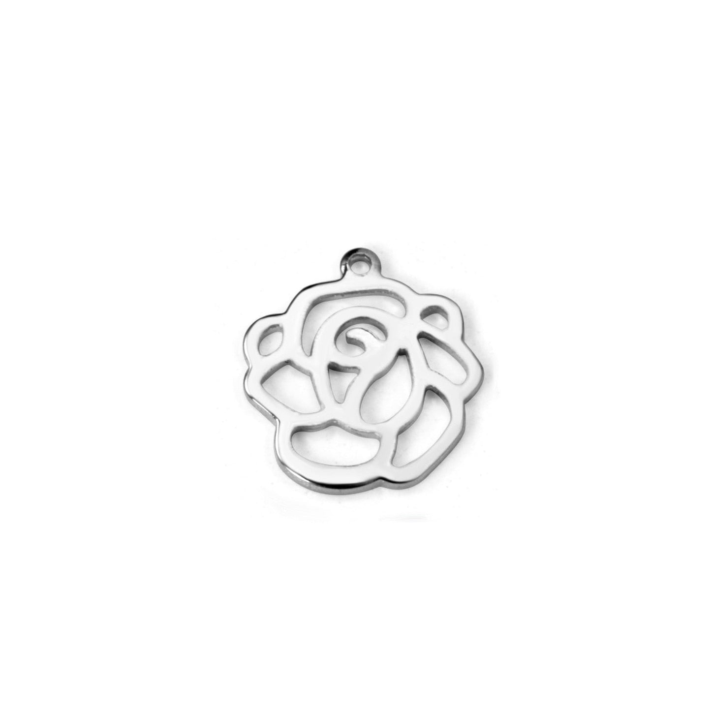 ASON100 Pcs/Lot Rose Pendant 316L Stainless Steel Flowers Charm Wholesale Gold Silver Color For Necklace Bracelet Jewelry Making asonjewelry