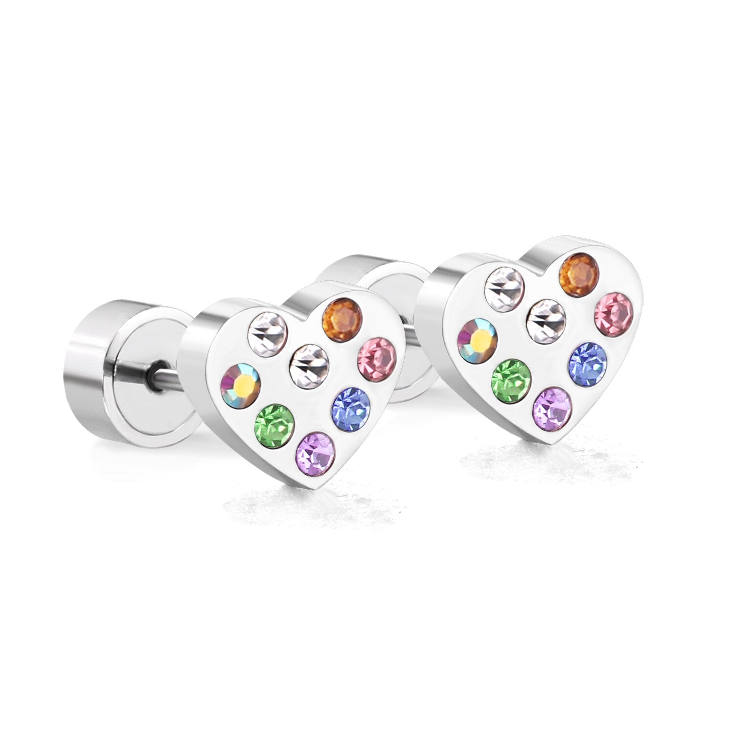 ASON Lovely Star/Heart Shape With Round Colorful Cubic Zirconia Press Stud Earrings for Women/Girl Party Stylish Jewelry asonjewelry