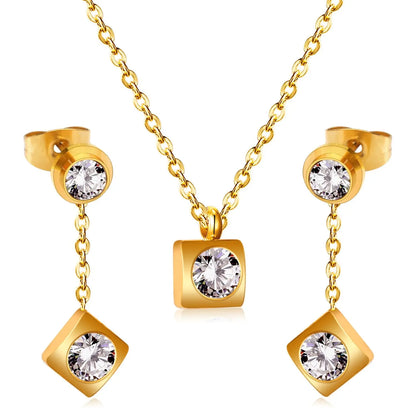 New Heart Shape Crystal Fashion Necklaces Droop Earrings Sets For Woman Dubai Wedding Jewelry Set pendientes bijoux asonjewelry