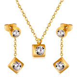 New Heart Shape Crystal Fashion Necklaces Droop Earrings Sets For Woman Dubai Wedding Jewelry Set pendientes bijoux