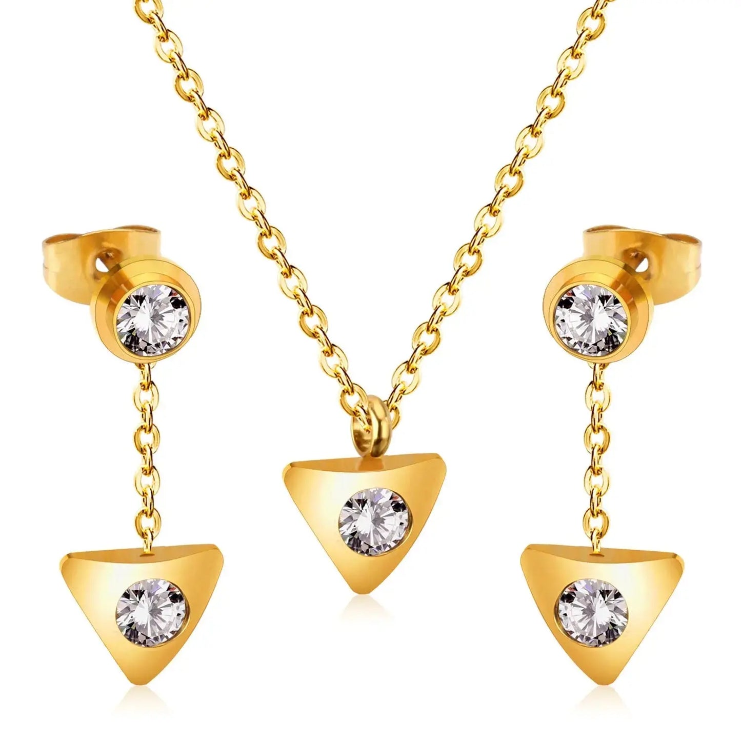 New Heart Shape Crystal Fashion Necklaces Droop Earrings Sets For Woman Dubai Wedding Jewelry Set pendientes bijoux asonjewelry