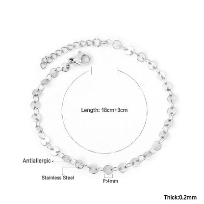 ASON Round Disc Charm Chain Bracelet Women Adjustable Bangle Gold Color Stainless Steel Fashion Jewelry Party Gift Office asonjewelry