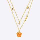 New Arrival Vegetable Food Cartoon Double Chain Pendant Necklace For Girls Fashion Chain Jewellry Necklace choker