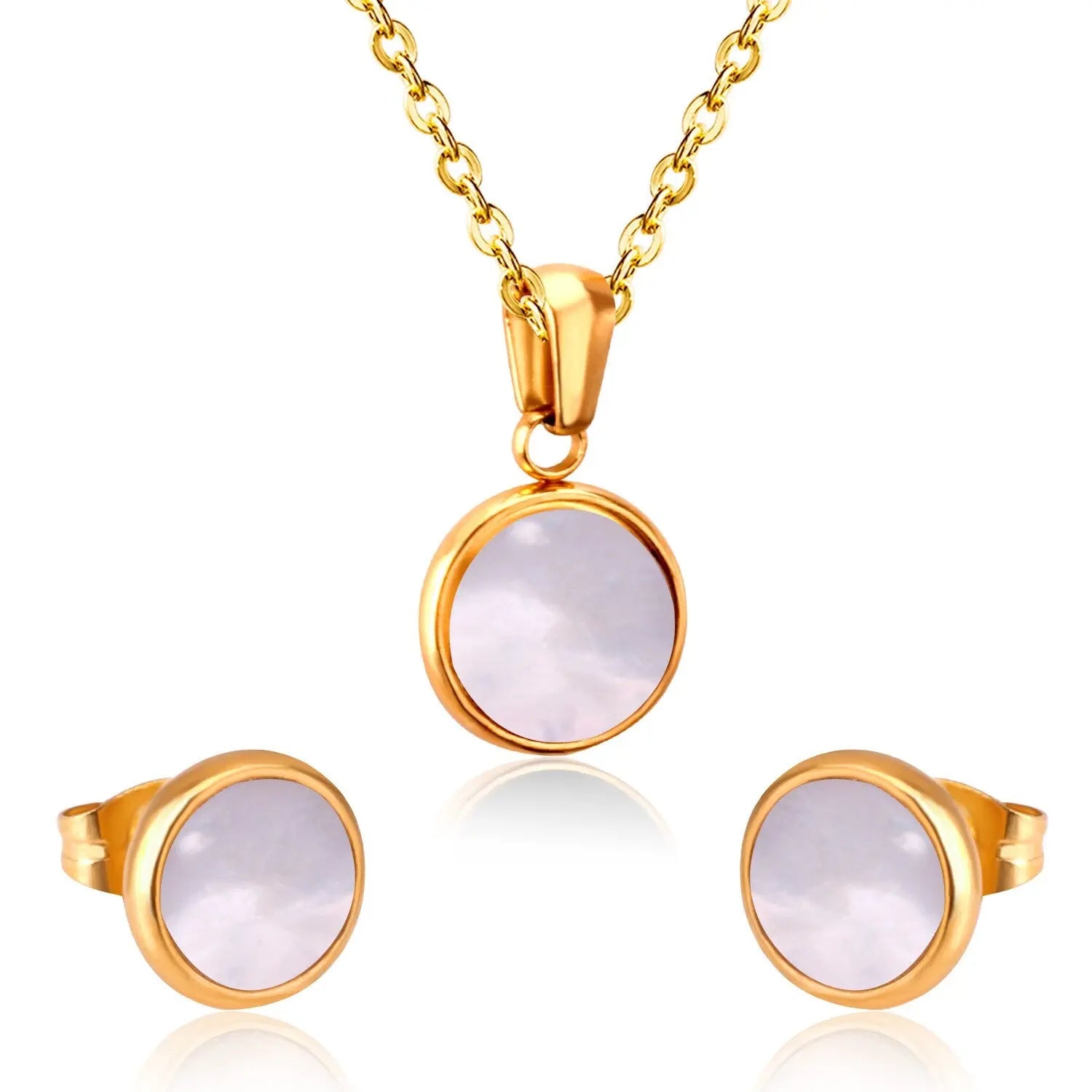 Opal Shell Dubai Wedding Bridal Christmas Jewelry Sets Pendant Necklace Earring For Women Gold Indian Jewellery Set asonjewelry