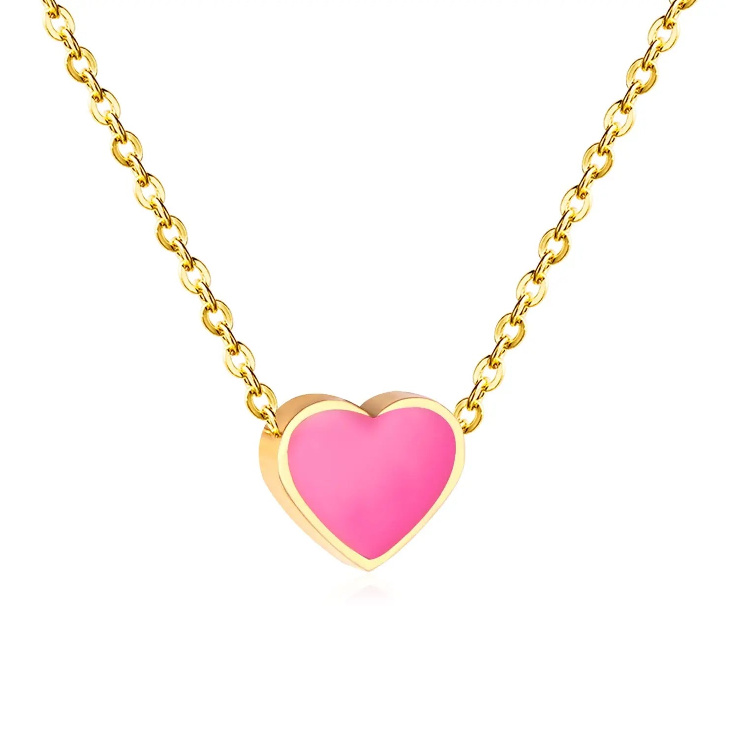 2022 Pink Heart Babygirl Choker Green Necklace Stainless Steel Chain Pendants Necklaces For Women Summer Jewelry asonjewelry