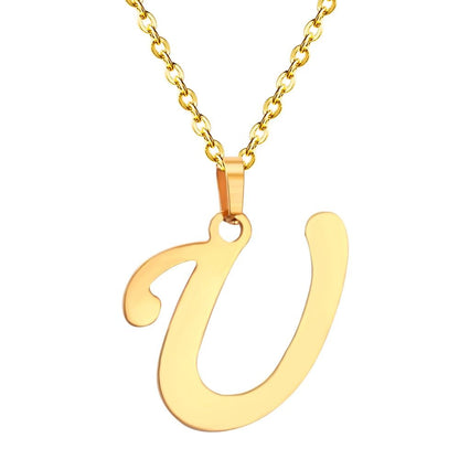 ASON Initial 26 Letters A-Z Gold Color Stainless Steel Modern Chain Choker Pendant Necklaces For Women Fashion Jewelry asonjewelry