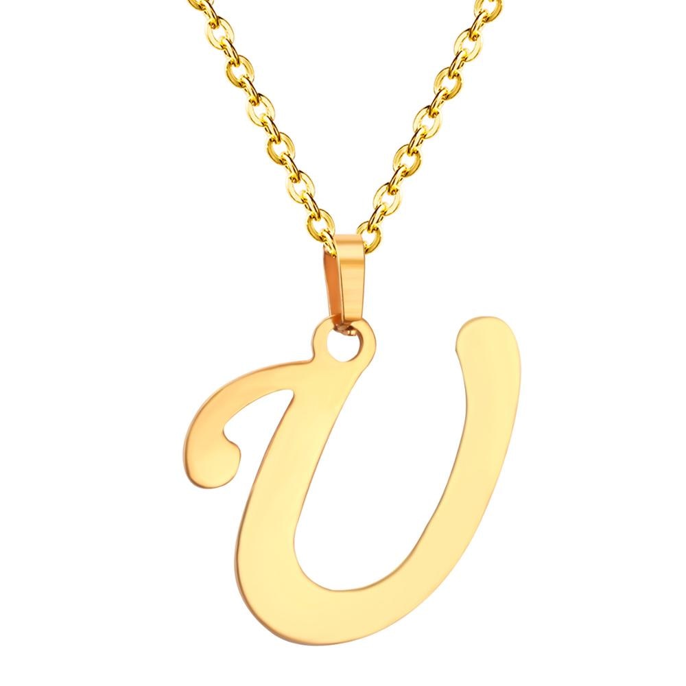 ASON Initial 26 Letters A-Z Gold Color Stainless Steel Modern Chain Choker Pendant Necklaces For Women Fashion Jewelry asonjewelry