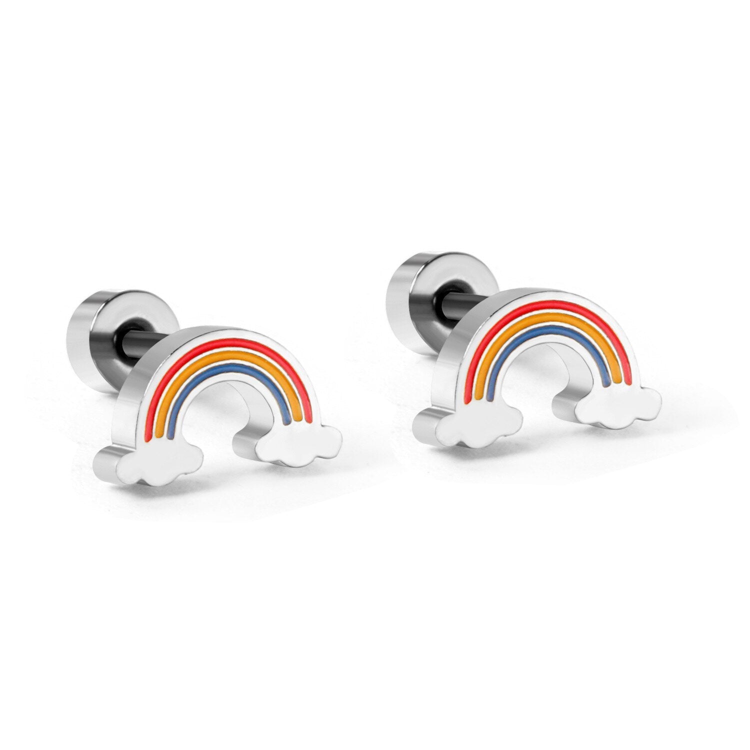 ASON Cute Children's Rainbow Small Piercing Stud Earrings Stainless Steel Gold Color for Girl Women Fashion Jewelry Gift asonjewelry