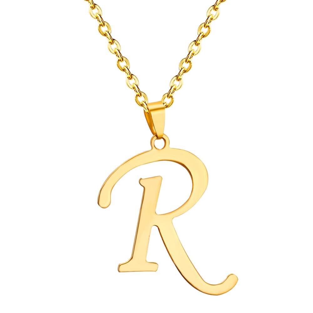 ASON Initial 26 Letters A-Z Gold Color Stainless Steel Modern Chain Choker Pendant Necklaces For Women Fashion Jewelry asonjewelry