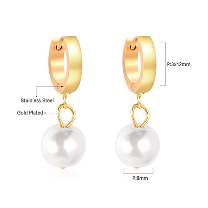 ASON Elegant Imitation Pearl Dangle Earrings 316L Stainless Steel Drop Earring for Women Girl Small Fashion Jewelry asonjewelry