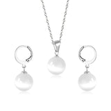 New Blue Opal Jewelry Sets Classic Style Round Shape Pendant Necklace Earrings Fashion Chains Accessoreies Collars