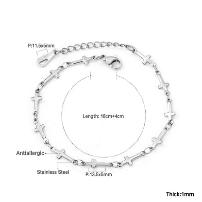 ASON Gold Color Cross Charm Bracelet Stainless Steel Punk Bangle Bracelets For Women Men Fashion Jewelry Gift Accessories asonjewelry