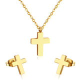 New Trendy Cross Shape Jewellery Sets Stainless Steel Silver Color For Woman Dubai Wedding Bridal Jewelry Sets