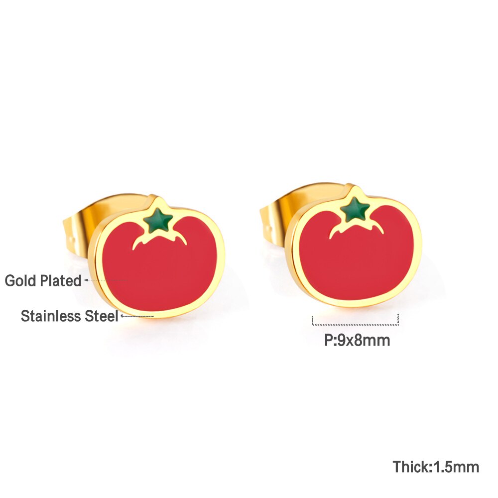ASON Cute Vegetable Shape Cartoon Earrings 316L Stainless Steel Unusual Small Stud Earrings for Women Fashion Jewelry asonjewelry