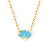 Collar con colgante de caramelo de arcoíris para mujer, joyería de acero inoxidable, colgante de moda de concha al por mayor para regalos de navidad 