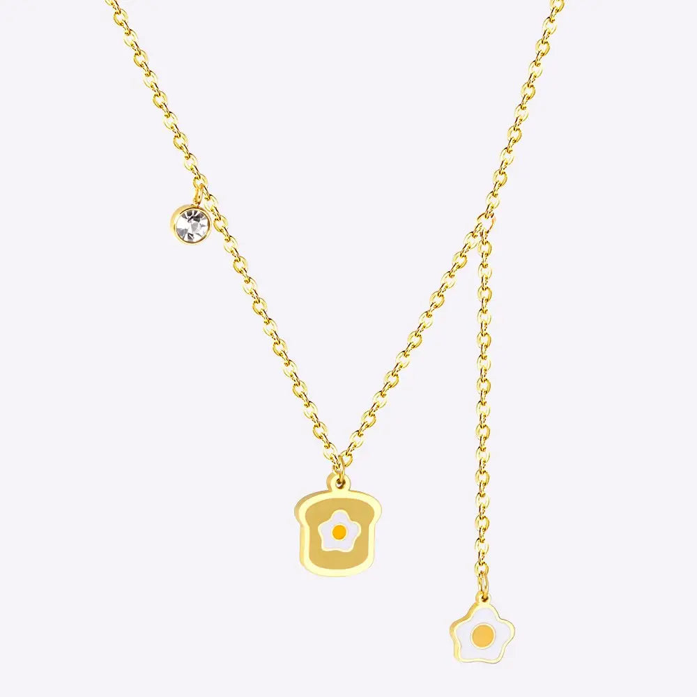316L Stainless Steel Gold Bread Bus Vegetable Pendant Necklaces For Women With Free Chain Crystal Necklace collares asonjewelry