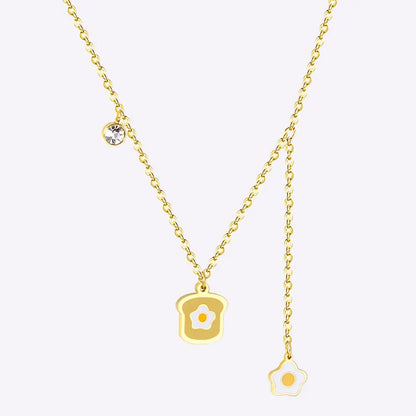 316L Stainless Steel Gold Bread Bus Vegetable Pendant Necklaces For Women With Free Chain Crystal Necklace collares asonjewelry