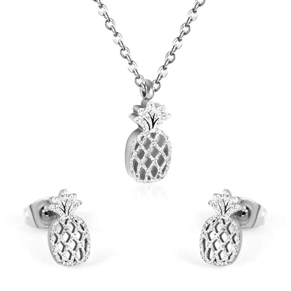 Pineapple Cute Stainless Steel African Jewellery Sets Bridal Dubai Gold Color Wedding Jewelry Sets For Women Girls asonjewelry