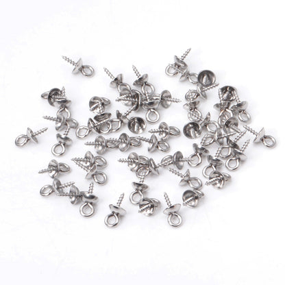 ASON 100pcs/lot Gold/Silver Color Stainless Steel Screw Eye Pin Pearl Pendant Charms Connector for DIY Jewelry Making asonjewelry