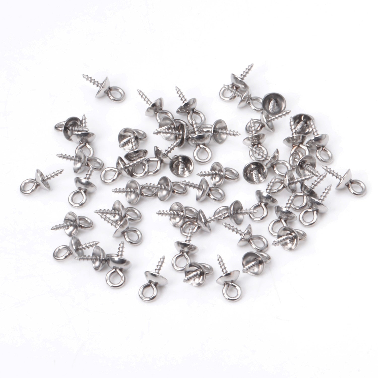 ASON 100pcs/lot Gold/Silver Color Stainless Steel Screw Eye Pin Pearl Pendant Charms Connector for DIY Jewelry Making asonjewelry