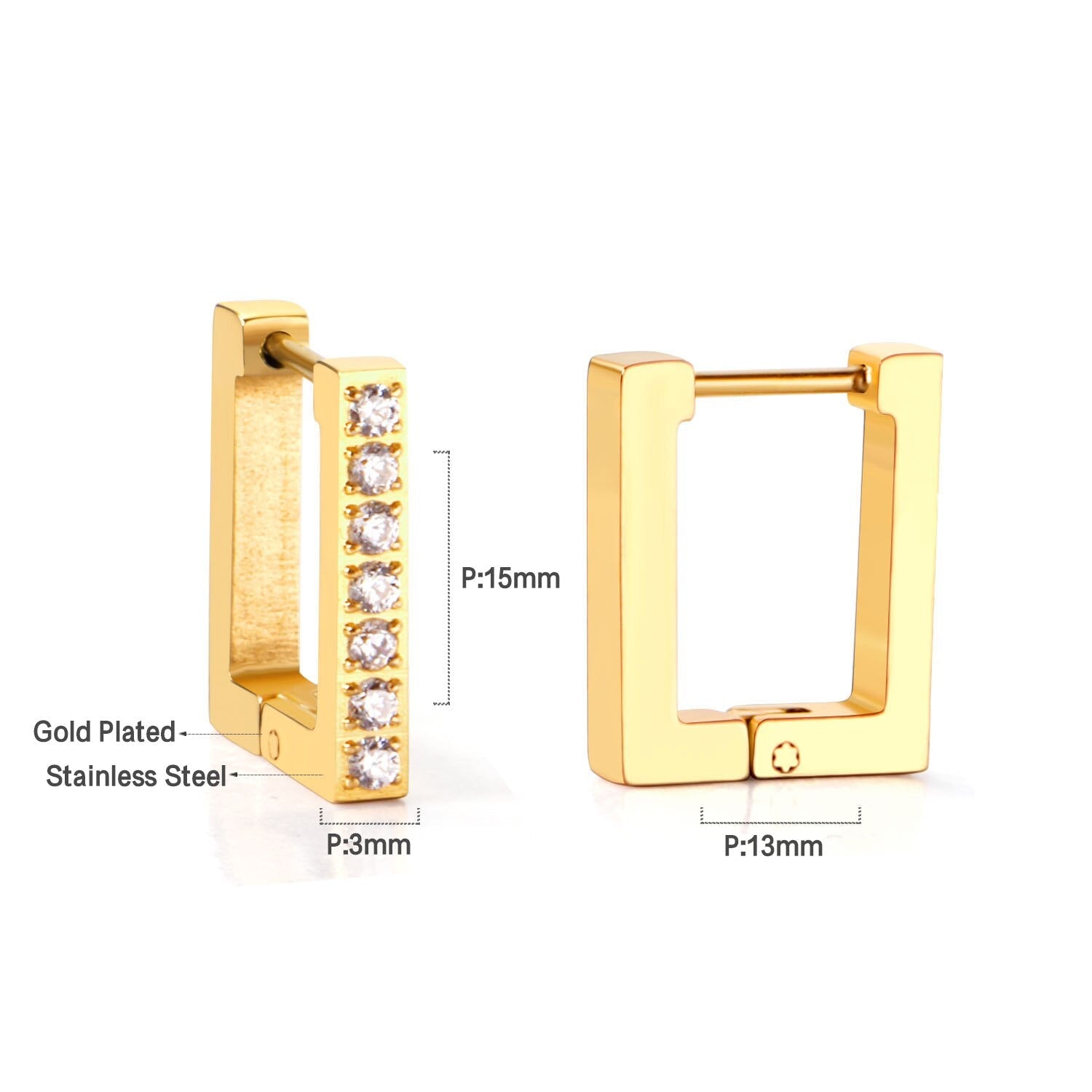 ASON Gold Color Square Rectangle Piercing Hoops Earrings Stainless Steel Geometric Earrings for Women Fashion Jewelry Gift asonjewelry