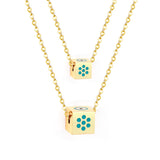 Men And Women Double Chain Necklace Stainless Steel Gold Silver Color Fashion Block Pendant Necklace Accessories
