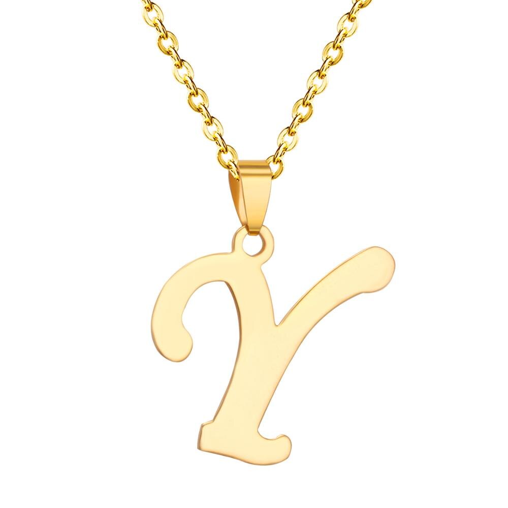 ASON Initial 26 Letters A-Z Gold Color Stainless Steel Modern Chain Choker Pendant Necklaces For Women Fashion Jewelry asonjewelry