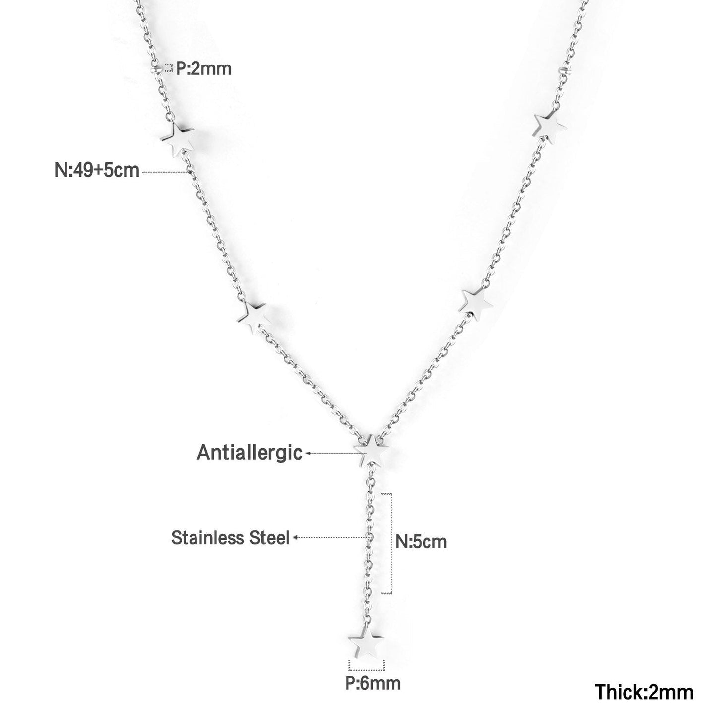 ASON Lovely Star Pendant Necklace Stainless Steel Gold Color Accessories Fashion Choker for Women Party Gift Jewelry asonjewelry