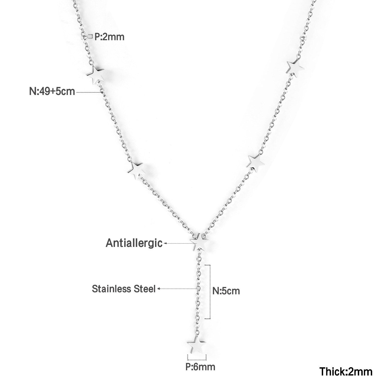 ASON Lovely Star Pendant Necklace Stainless Steel Gold Color Accessories Fashion Choker for Women Party Gift Jewelry asonjewelry