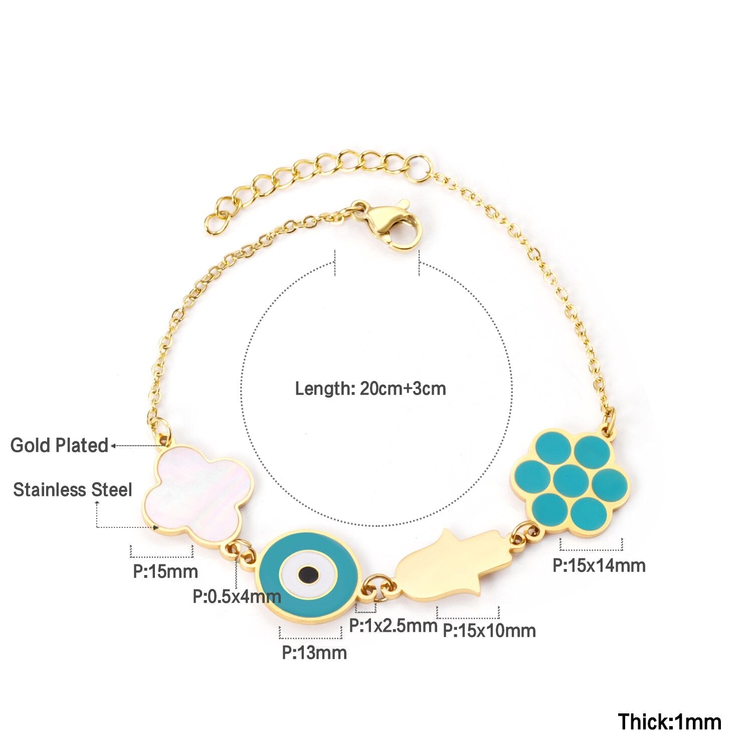 ASON Blue Eye 316L Stainless Steel Bracelet Women Bangle with Geometric Charm Fashion Jewelry Punk Party Gift Accessories asonjewelry