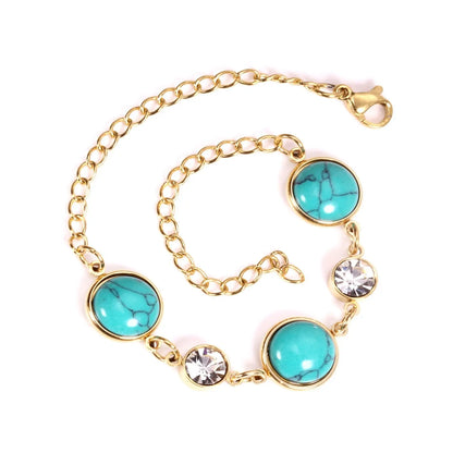 Green red rineston zircon chain bracelet charms stainless steel bracelet & bangle gold vacuum bracelets pulseras asonjewelry