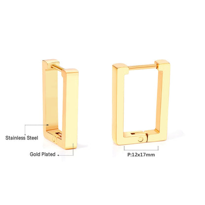 ASON Gold Color Square Rectangle Piercing Hoops Earrings Stainless Steel Geometric Earrings for Women Fashion Jewelry Gift asonjewelry