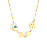 Blue Eye Necklaces Coallars Gold Color Flower Geomtry Shell Pendant Jewelry Stainless Steel Turkey Chains Necklace