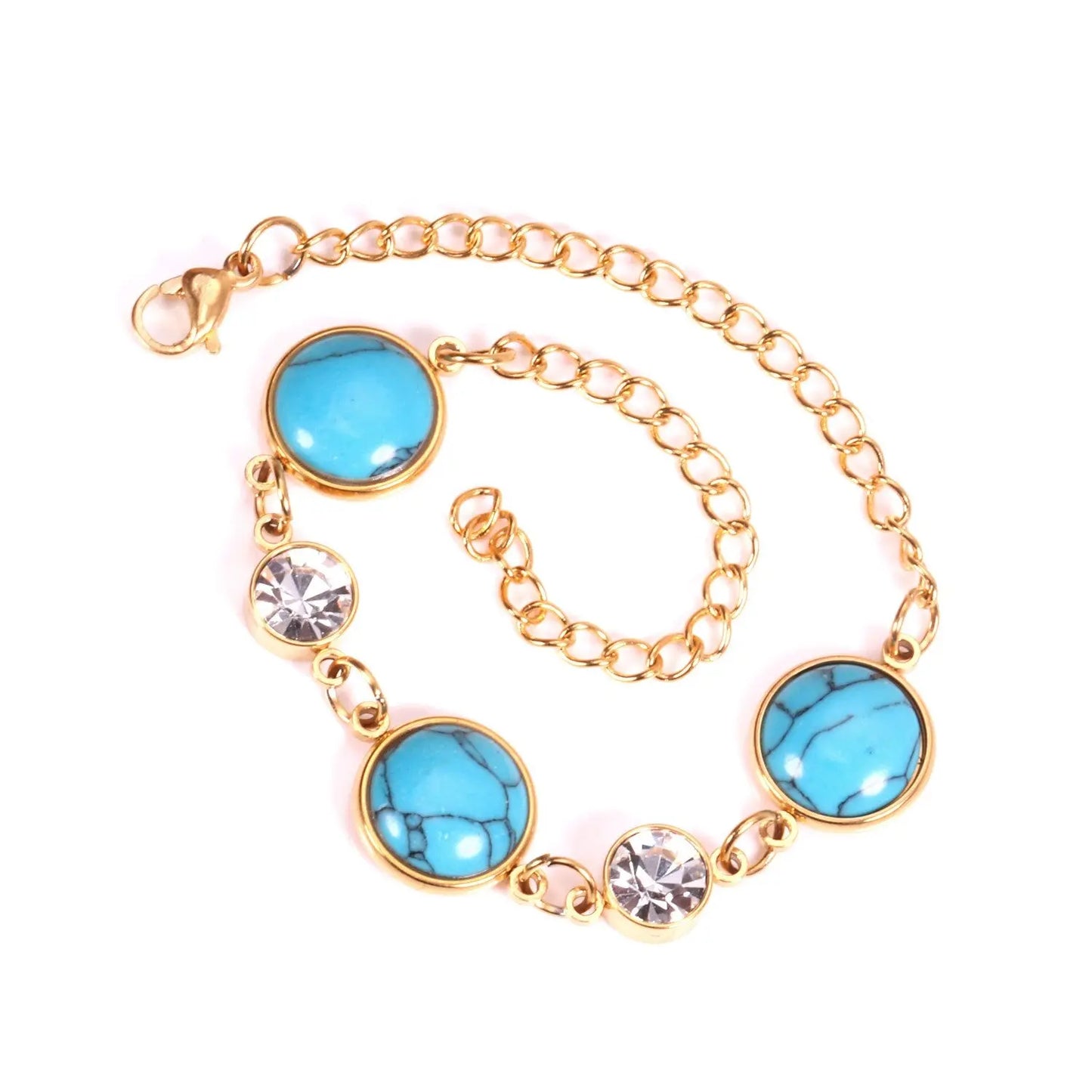 Green red rineston zircon chain bracelet charms stainless steel bracelet & bangle gold vacuum bracelets pulseras asonjewelry