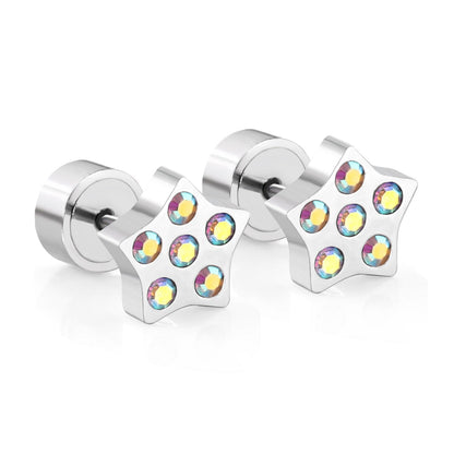 ASON Lovely Star/Heart Shape With Round Colorful Cubic Zirconia Press Stud Earrings for Women/Girl Party Stylish Jewelry asonjewelry