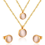 Fashion Elegant Luxury Double Chain Stainless Steel Necklaces Earrings Sets For Ladies Wedding Jewellry pendientes